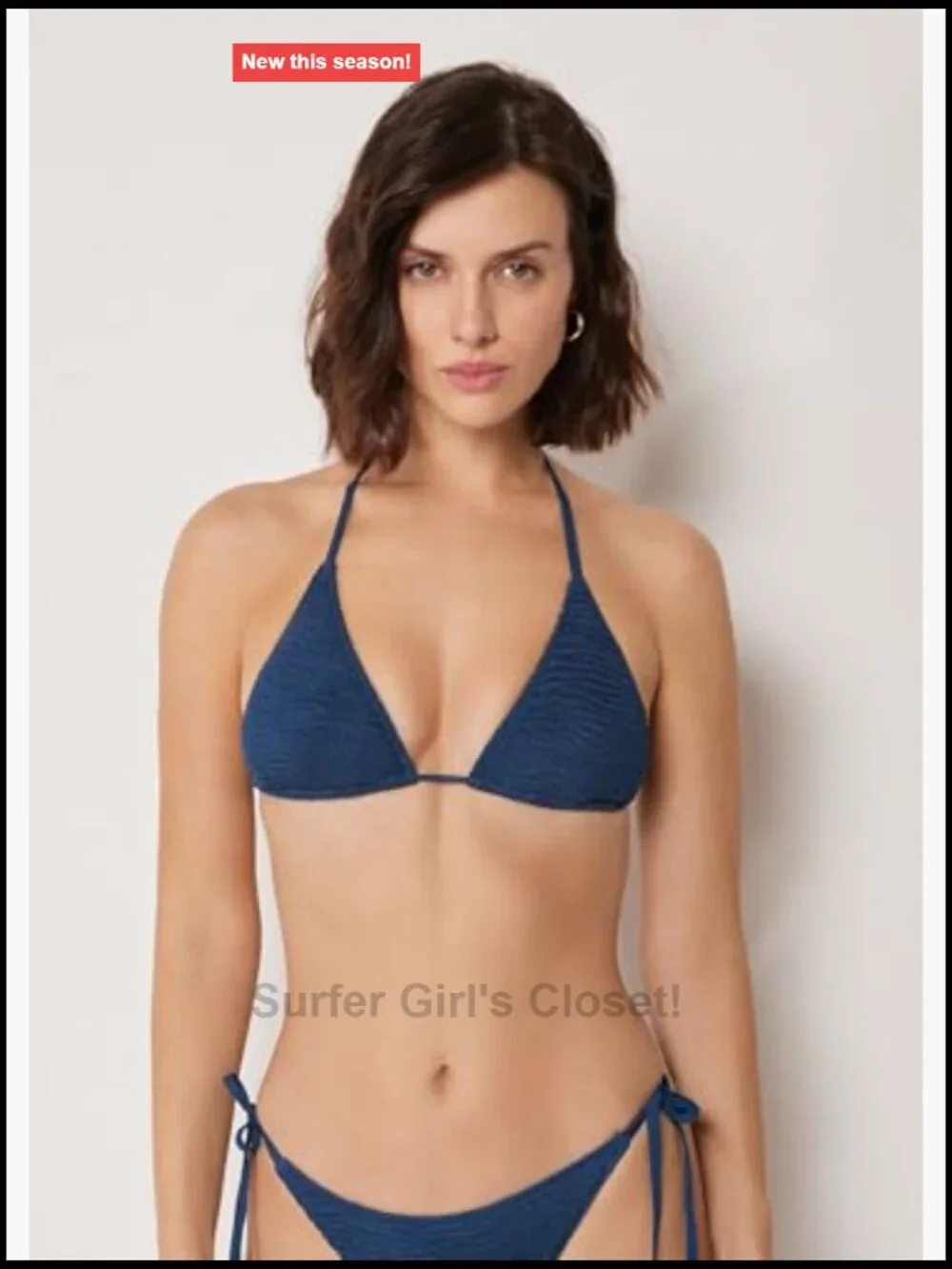 Removable Padding Triangle Swimsuit Top Crinkle Waves